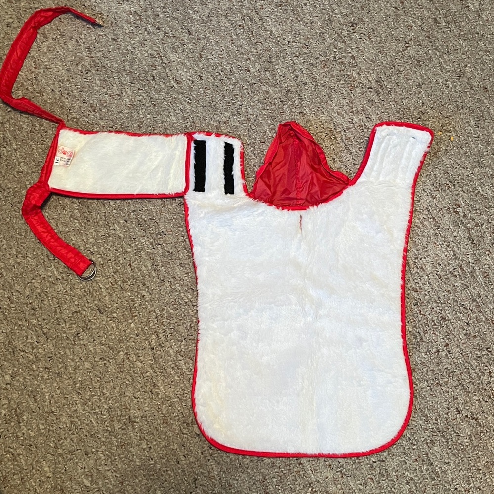 Red Quilted Dog Jacket Parka with attached hood Sz 16 - Picture 10 of 13